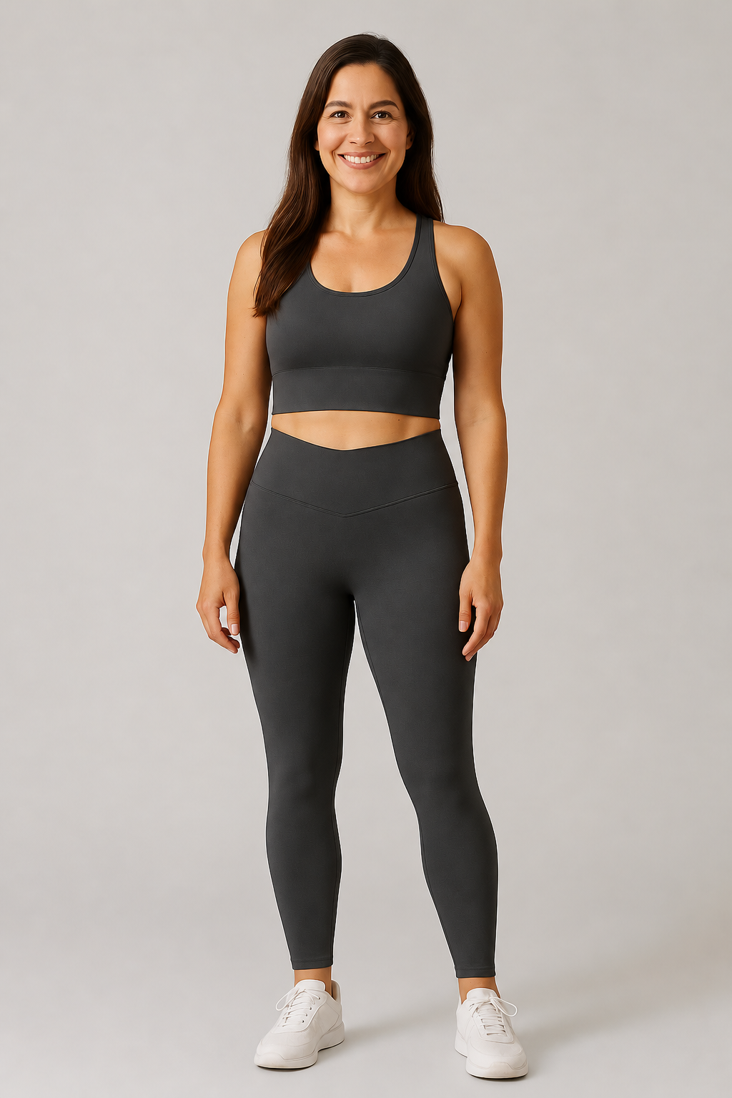 STRVNG Flow Leggings in graphite grey with no front seam